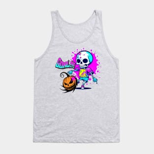 Skeleton Kick Pumpkin - Halloween Tank Top